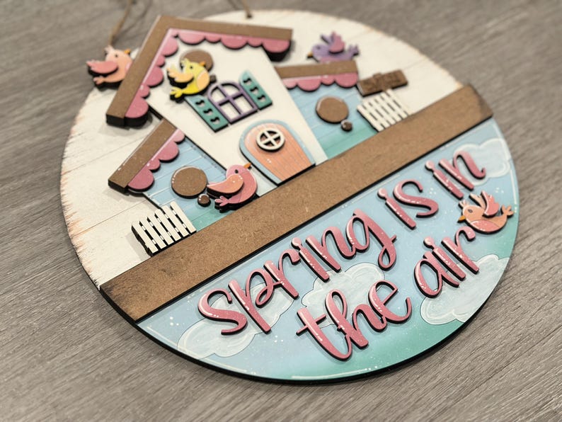 Spring Bird Holiday Door Sign Interchangeable File, SVG Birdhouse ...