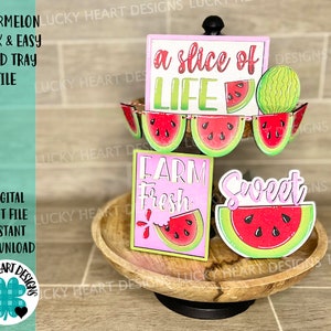 Watermelon Quick and Easy Tiered Tray File SVG, Glowforge Summer, LuckyHaertDesignsCo