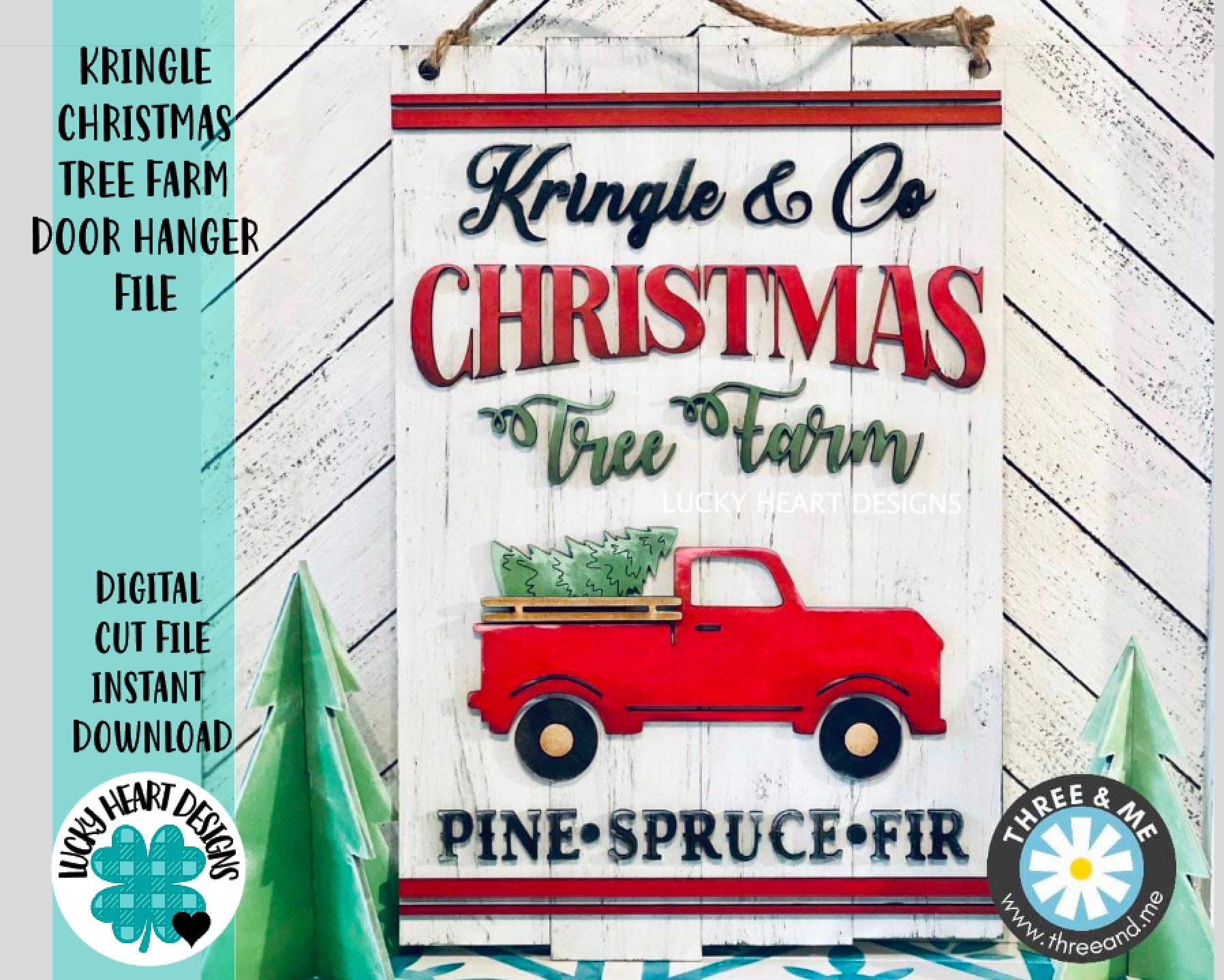 Kringle Christmas Tree Farm Door Hanger File SVG, Holiday Glowforge, …