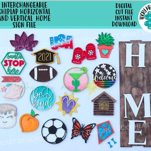 Interchangeable Shiplap Horizontal and Vertical Home Sign File SVG, Glowforge Laser, LuckyHeartDesignsCo