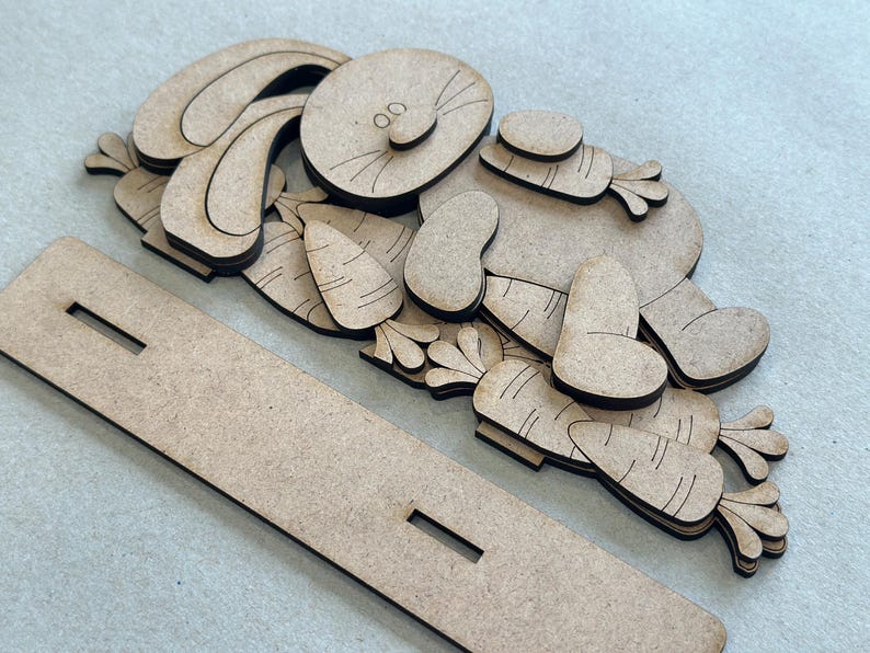 Floppy Bunny Laying Carrots Shelf Standing File SVG, Glowforge, Tiered ...