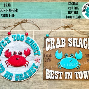 Crab Door Hanger Sign File SVG, Summer Glowforge, LuckyHeartDesignsCo