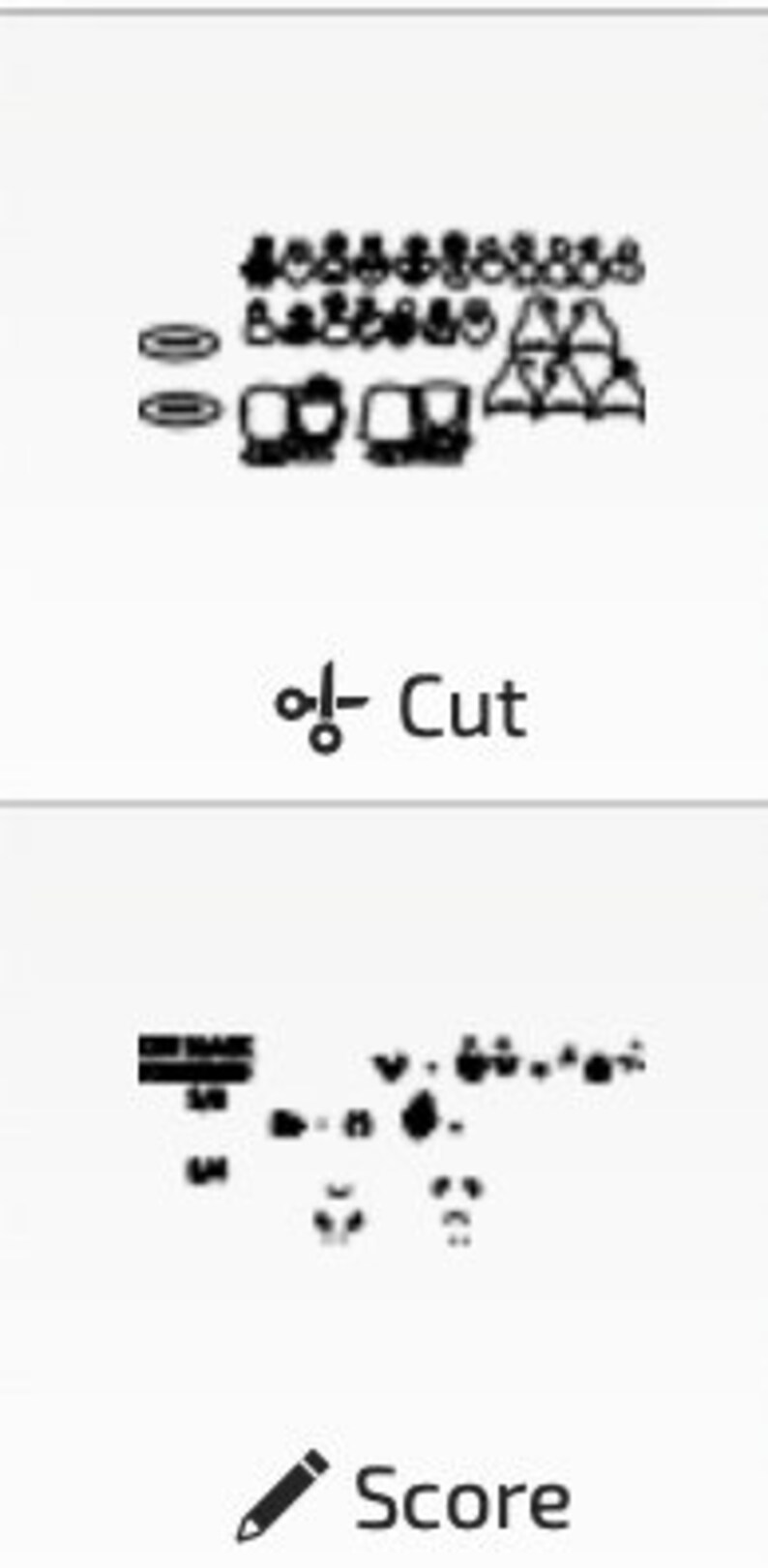 Op de afbeelding: Een zwart-witte afbeelding van een schaakbord met stukken in een strategische opstelling. De afbeelding is gelabeld met "Knippen" met een schaarpictogram en "Score" met een potloodpictogram.
