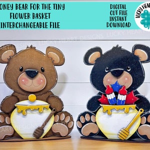 Honey Bear voor de KLEINE Bloemenmand Verwisselbaar Bestand SVG, Seizoensgebonden, Vakantie, Fall Tiered Tray, Glowforge, LuckyHeartDesignsCo