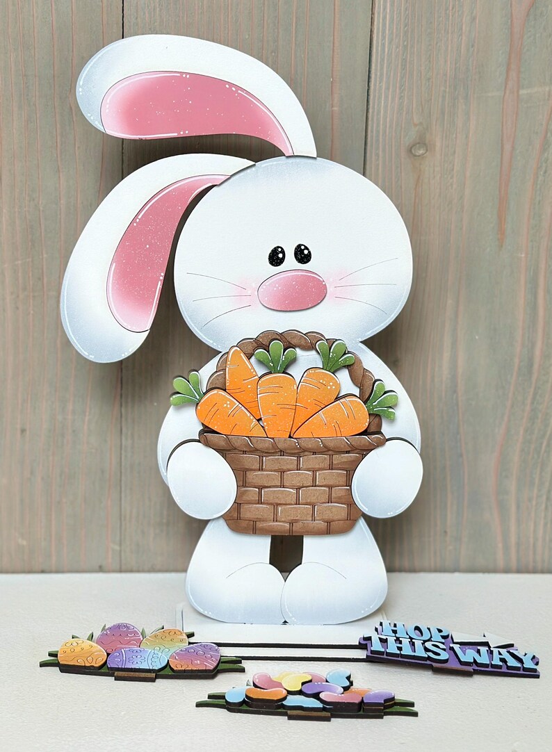 Floppy Easter Bunny Standing Flower Basket Interchangeable File SVG ...