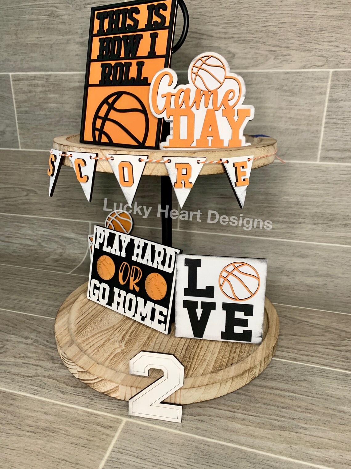 Basketball Tiered Tray File SVG Sports Tier Tray Etsy