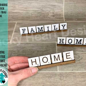 Mini Scrabble Tiles para Tiered Trays archivo SVG, descarga digital para Glowforge, archivo alfabético
