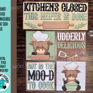 Highland Kitchen Interchangeable Leaning Sign File SVG, Baking, Chef, Farm, Glowforge, LuckyHeartDesignsCO