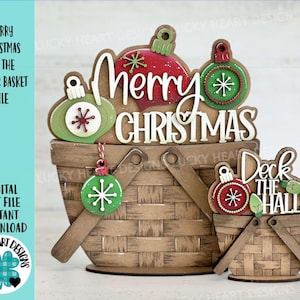 Buon Natale per il cestino di fiori File intercambiabile SVG, TINY Holiday, Ornamenti, Vassoio a più livelli, Glowforge, LuckyHeartDesignsCo