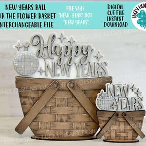 Palla di Capodanno per il cestino dei fiori File intercambiabile SVG, (originale e TINY) Vassoio a più livelli per le vacanze invernali, Glowforge LuckyHeartDesignsCo
