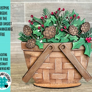 Kerstgroen voor de bloemenmand verwisselbaar bestand SVG, vakantie, kerst gelaagde lade, Glowforge, LuckyHeartDesignsCo