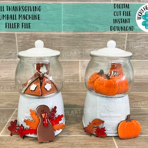 Fall Thanksgiving Gumball Machine Filler File SVG, Glowforge Tiered Tray, LuckyHeartDesignsCo