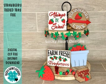 Strawberry Tiered Tray File SVG, Glowforge Tier tray
