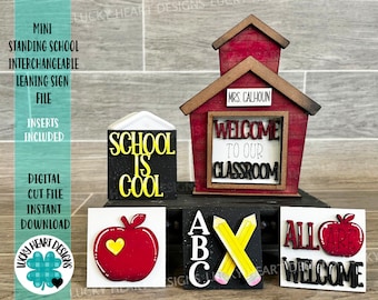 MINI Standing School Interchangeable Leaning Sign File SVG, Teacher Tiered Tray Glowforge, LuckyHeartDesignsCo base