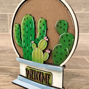 Cactus Snow Globe Interchangeable File SVG, Glowforge, Desert Tiered Tray LuckyHeartDesignsCo image 6