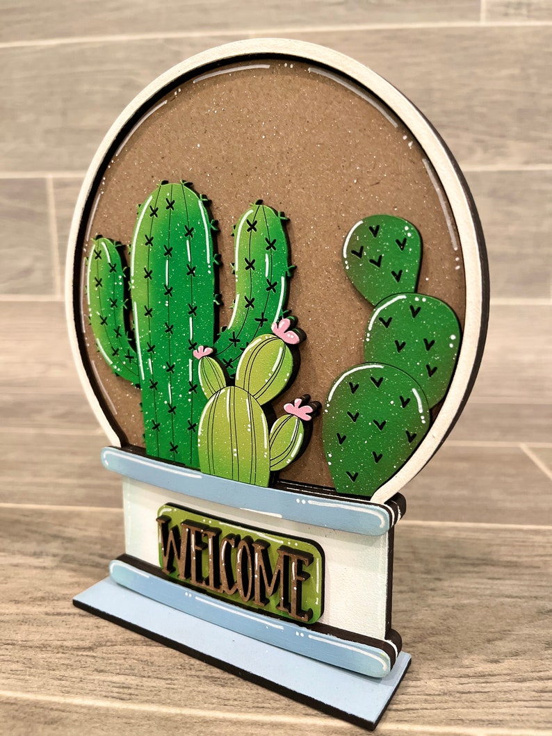 Cactus Snow Globe Interchangeable File SVG, Glowforge, Desert Tiered Tray LuckyHeartDesignsCo image 6