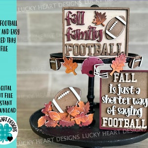 Fall Football Quick and Easy Tiered Tray File SVG, Glowforge Laser, Fall Tiered Tray, Leaves, Pumpkin, LuckyHeartDesignsCo