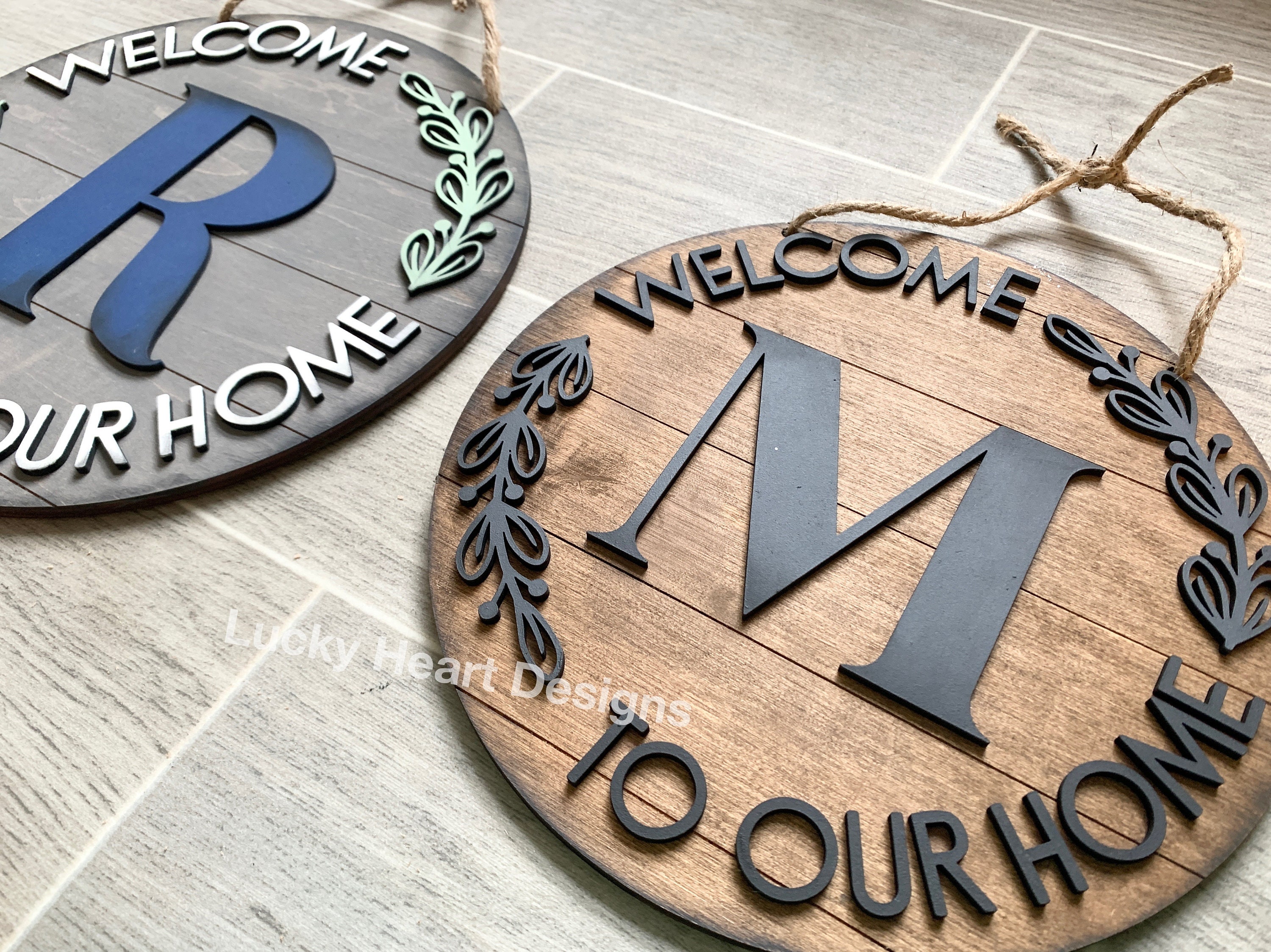 Welcome to Our Home Initial Round Door Hanger File SVG, Glowforge ...