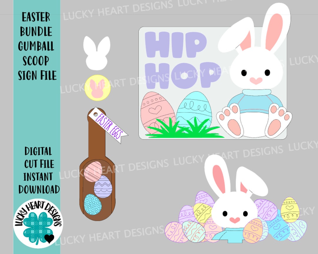 Easter Bunny Street Sign File SVG, Glowforge, LuckyHeartDesignsCo