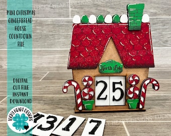 Mini Christmas Gingerbread House Countdown Interchangeable Leaning Sign File SVG, Glowforge Holiday Decor, LuckyHeartDesignsCo base