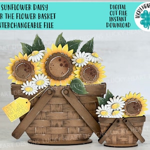 Zonnebloemen Daisy voor de bloemenmand verwisselbaar bestand SVG, bloem, TINY Floral, zomer herfst gelaagde lade Glowforge, LuckyHeartDesignsCo