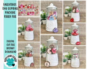 Valentine&#39;s Day Gumball Machine Filler File SVG, Glowforge, LuckyHeartDesignsCo