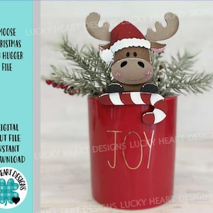 Archivo SVG de alce para taza de Navidad, bandeja escalonada Glowforge, reno, decoración RudolphTray, vacaciones, adorno, LuckyHeartDesignsCo