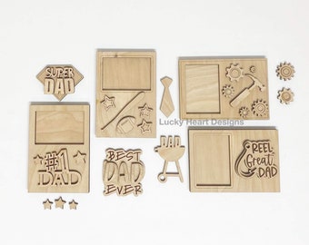 Father&#39;s Day Frames Kit File SVG, Glowforge Laser, Dad Gift Craft, LuckyHeartDesignsCo