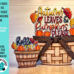 Herfstbladeren voor de bloemenmand verwisselbaar bestand SVG, KLEINE Pompoenen, Blad, Fall Farm Gelaagde lade, Glowforge, LuckyHeartDesignsCo
