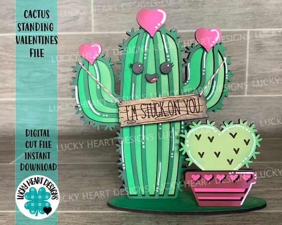 Kaktus Standing Valentinstag Datei SVG, Glowforge, LuckyHeartDesignsCo -  Etsy.de