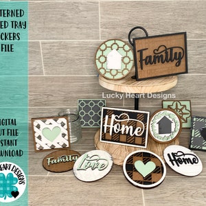 Patterned Tiered Tray Backers File SVG, Glowforge SIGN, LuckyHeartDesignsCo