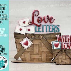 Cartas de amor para la cesta de flores Archivo intercambiable SVG, TINY, Floral, Sello, San Valentín, Bandeja escalonada, Glowforge, LuckyHeartDesignsCo