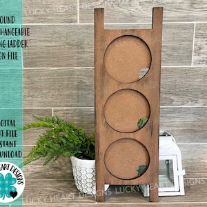 Round Interchangeable Leaning Sign File SVG,  Inserts, Glowforge, LuckyHeartDesignsCo Base
