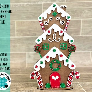 Stacking Gingerbread House File SVG, Glowforge Christmas, LuckyHeartDesignsCo