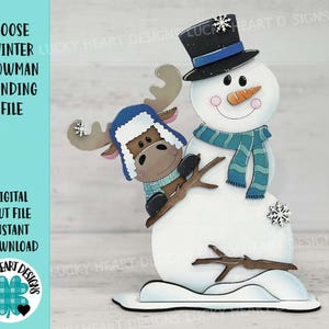 Arquivo SVG de boneco de neve de inverno de alce, floco de neve, gelado, rena, feriado, bandeja em camadas, Glowforge, LuckyHeartDesignsCo
