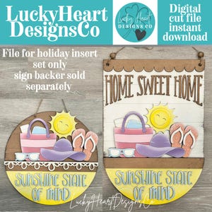 Summer Holiday Door Sign Interchangeable File, SVG, Beach, Flip Flops, Sun, Sunglasses, Hat, Pool, Swim, Seasonal Home Welcome, glowforge