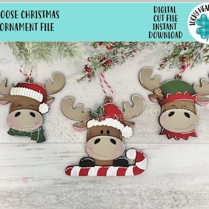 Elch Weihnachtsverzierungsdatei SVG, Weihnachtself Zuckerstange Geschenke Tiered Tablett, Glowforge, LuckyHeartDesignsCo