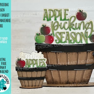 Appelplukseizoen voor de bloemenmand verwisselbaar bestand SVG, TINY, gelaagde herfstlade, Glowforge, LuckyHeartDesignsCo