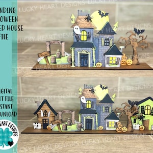 Standing Halloween Haunted House File SVG, Glowforge, LuckyHeartDesignsCo