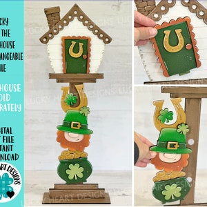 Fortunato per il file intercambiabile Birdhouse SVG, giorno di San Patrizio, stagionale, forme natalizie, Glowforge, Laser, LuckyHeartDesignsCo
