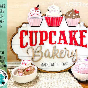 Cupcake Bakery Door Hanger File SVG, Glowforge, Valentines, LuckyHeartDesignsCo