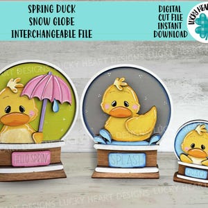 Boule à neige printemps canard fichier interchangeable SVG, petit été, oiseau, Glowforge, plateau à plusieurs niveaux LuckyHeartDesignsCo