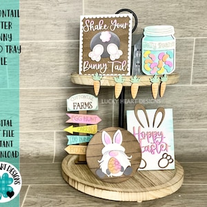 Cottontail Bunny Easter Tiered Tray File SVG, Glowforge, LuckyHeartDesignsCo