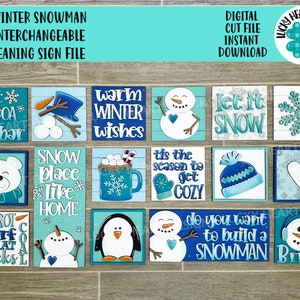 Snowman Winter Interchangeable Leaning Sign File SVG, glowforge Snowman, Hot Cocoa, Tiered Tray,  LuckyHeartDesignsCo
