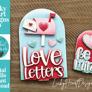 Love Letters Valentine Tall Arch Sign Interchangeable File SVG, TINY, INSERT only, Heart Glowforge, Holiday, Tiered Tray LuckyHeartDesignsCo