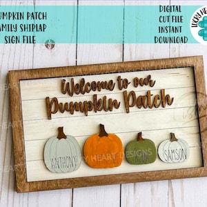 Pumpkin Patch Family Sign File SVG, Glowforge Fall, LuckyHeartDesignsCo