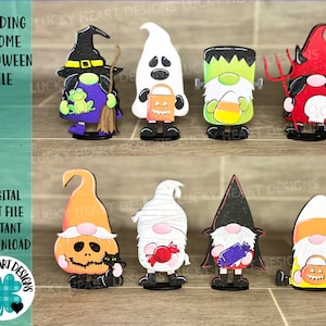 Gnome Halloween Standing File SVG, Plateau à plusieurs niveaux Glowforge, LuckyHeartDesignsCo