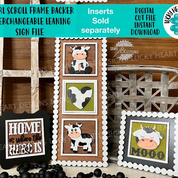 Pearl Scroll Frame Backers Interchangeable Leaning Sign File SVG, Glowforge, Farmhouse, LuckyHeartDesignsCo