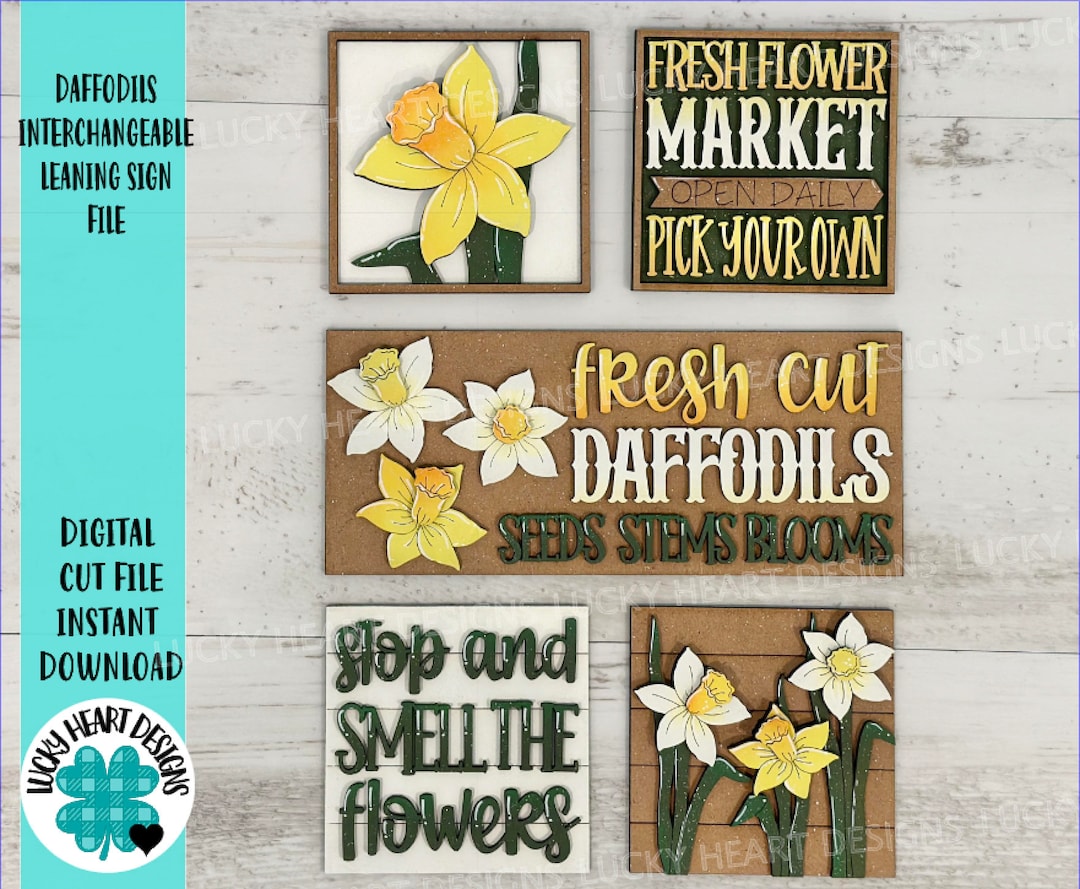 Daffodil Interchangeable Leaning Sign File SVG, Spring, Summer, Flower