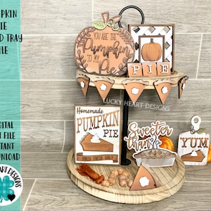 Kürbis Torten Tiered Tablett SVG, Herbst Tier Tablett, Thanksgiving Glowforge, LuckyHeartDesignsCo